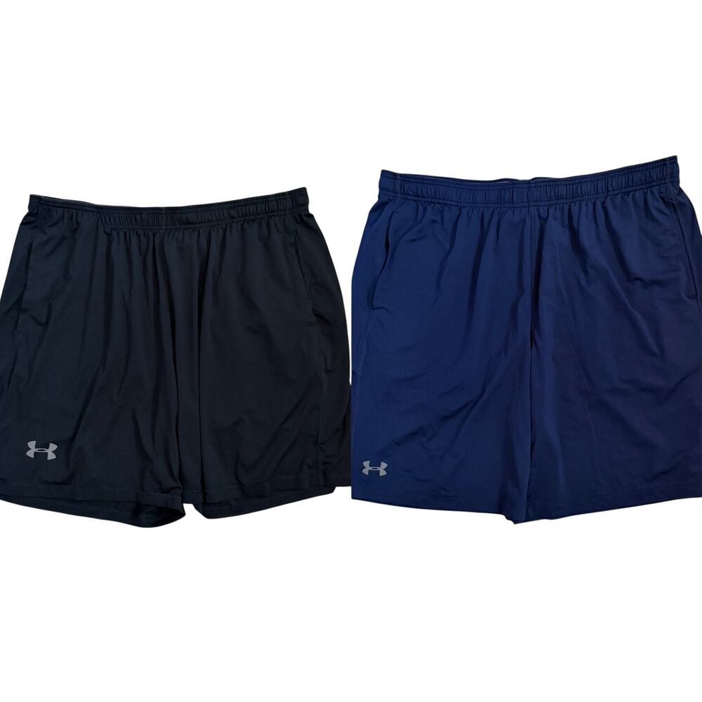 Set of 2 Under Armour Mens Size 2XL Activewear Shorts Loose Fit Black Blue